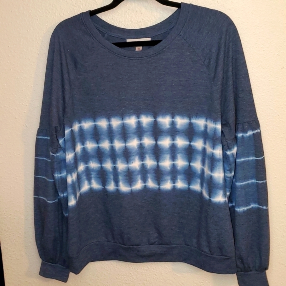 KNOX Rose blue tie dye with balloon sleeves sweatshirt size XL